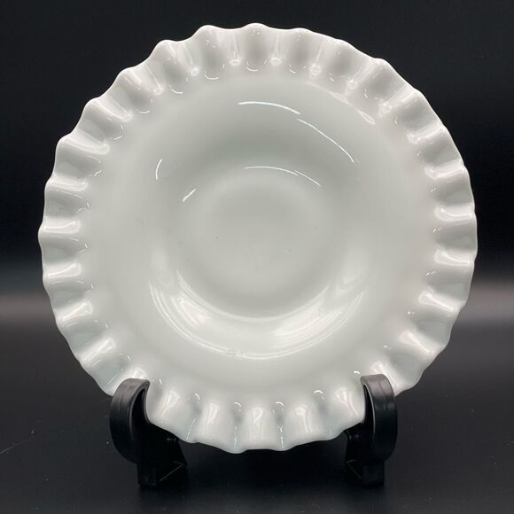 Fenton Hobnail Milk Glass Ruffled Edge Plate 7.5” Vintage - Picture 1 of 7